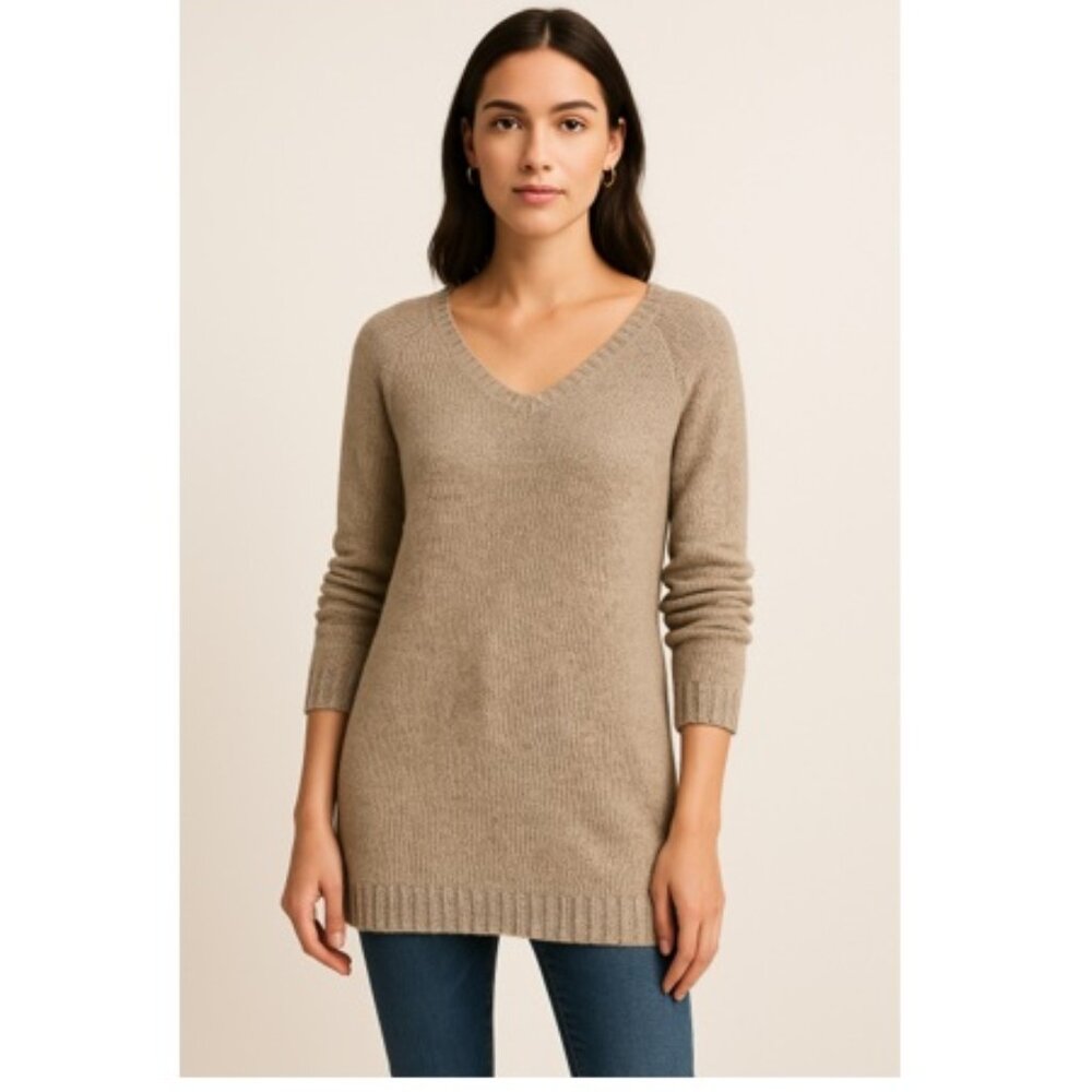 Lauren by Ralph Lauren Heathered Taupe Tunic Sweater (Medium)